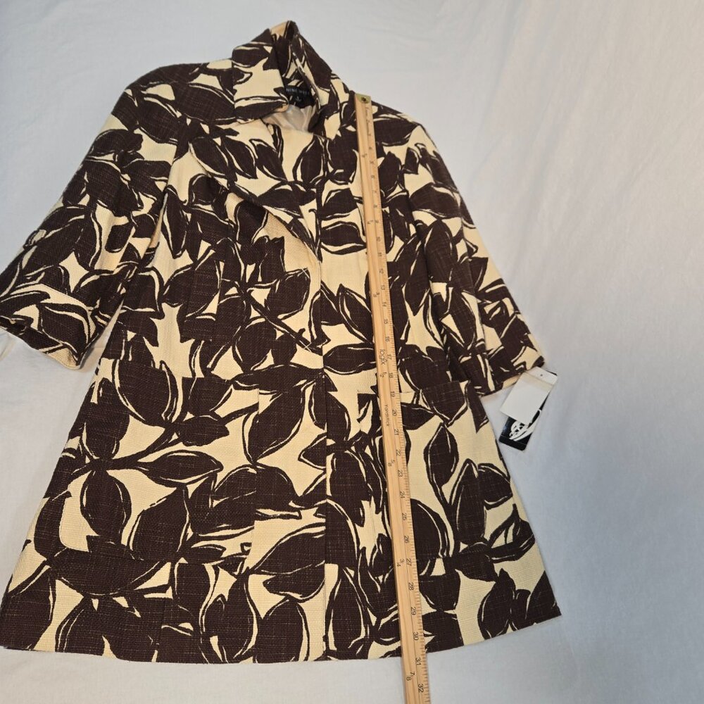 NINE WEST Coquette Girl Boho Ivory & Brown Floral Tweed Coat Jacket Size S NEW! - Picture 14 of 16